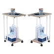 Home Square Modern Wood & Metal End C Table in Oak & White - Set of 2