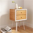 Home Square Modern 2 Drawer Side Table in Oak and White - Set of 2