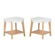Home Square Modern Square Side Table in Oak and White - Set of 2