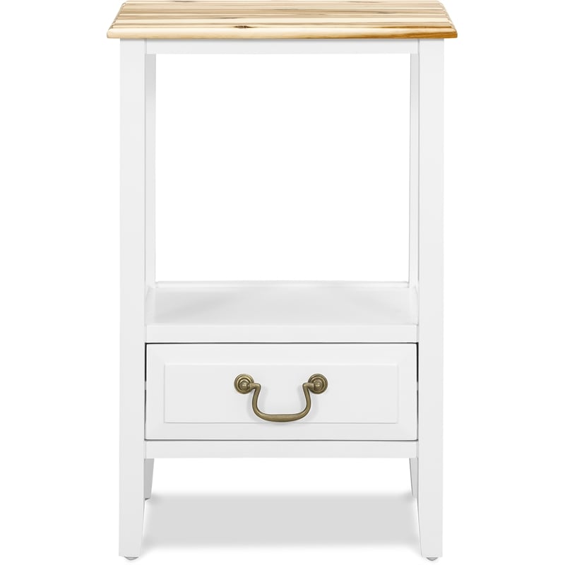 Home Square Traditional Tapered Wood End Table in White - Set of 2