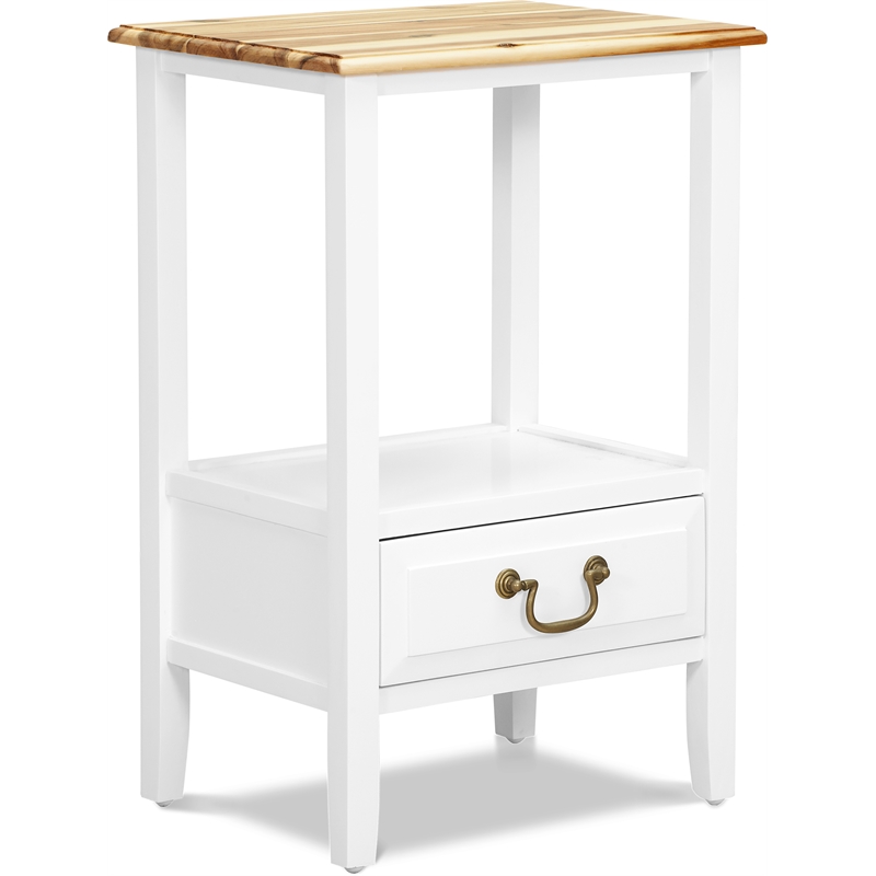 Home Square Traditional Tapered Wood End Table in White - Set of 2