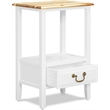 Home Square Traditional Tapered Wood End Table in White - Set of 2