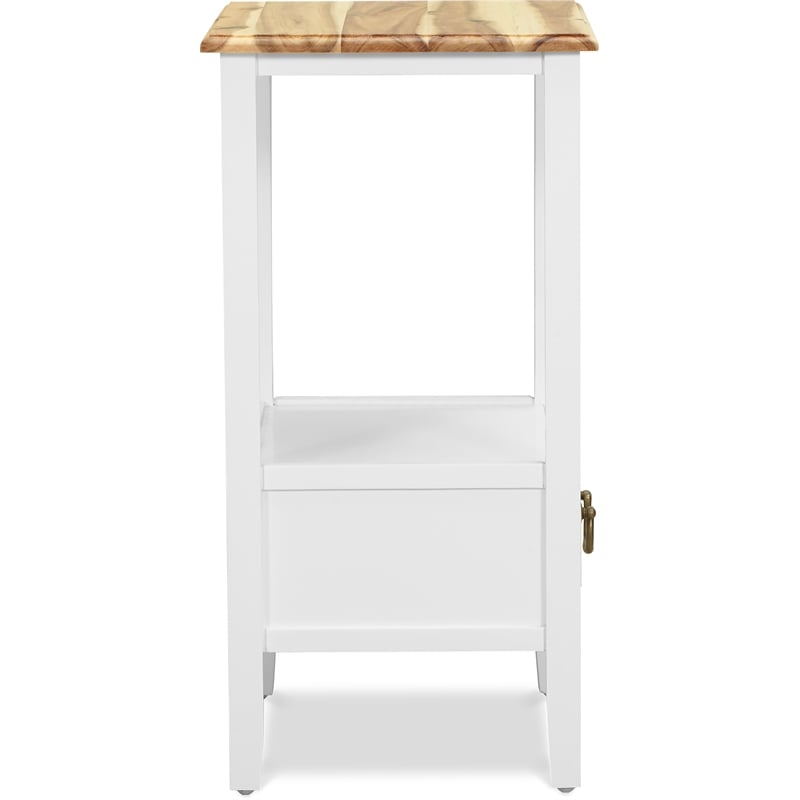 Home Square Traditional Tapered Wood End Table in White - Set of 2