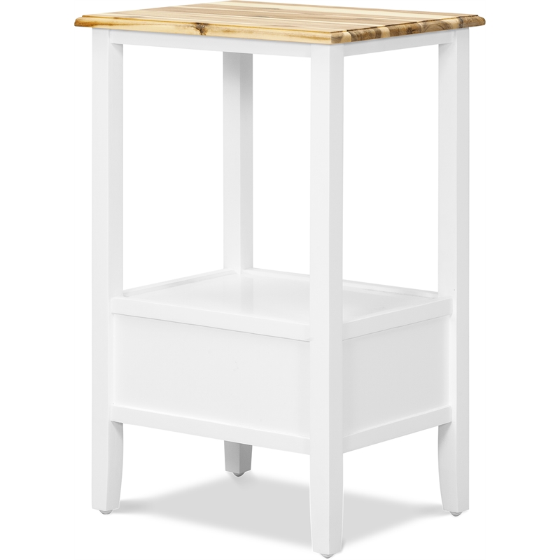 Home Square Traditional Tapered Wood End Table in White - Set of 2
