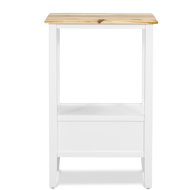 Home Square Traditional Tapered Wood End Table in White - Set of 2