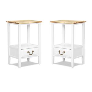 Home Square Traditional Tapered Wood End Table in White - Set of 2
