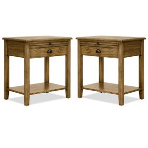 Home Square Traditional Wood End Table in Dark Brown Finish - Set of 2