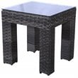 Home Square Two Tone Wicker Rattan End Table in Glass Top - Set of 2