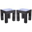 Home Square Two Tone Wicker Rattan End Table in Glass Top - Set of 2