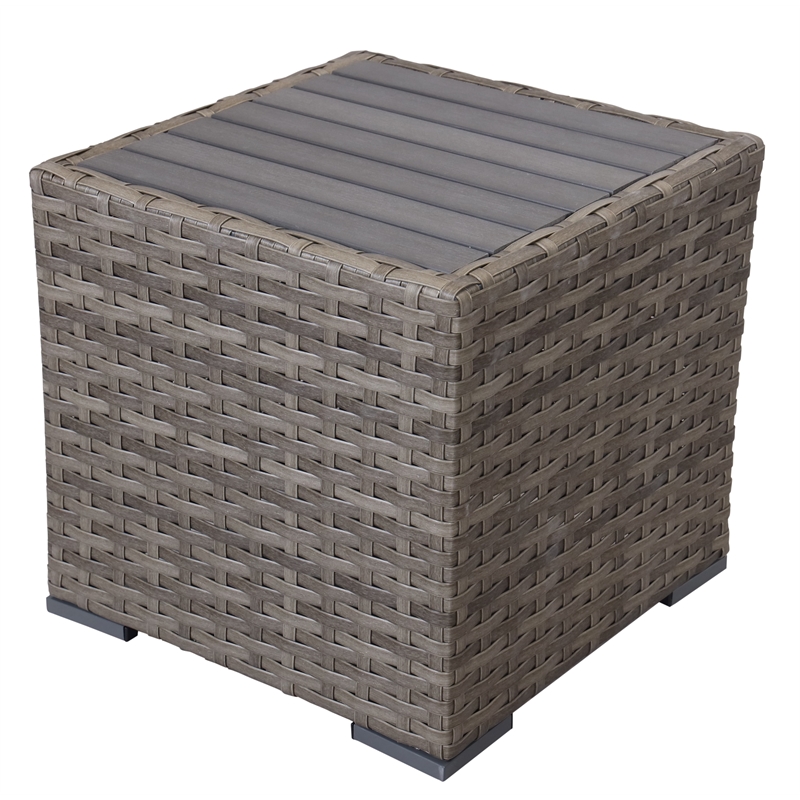 Home Square Wicker and Rattan End Table in Silver & Gray - Set of 2