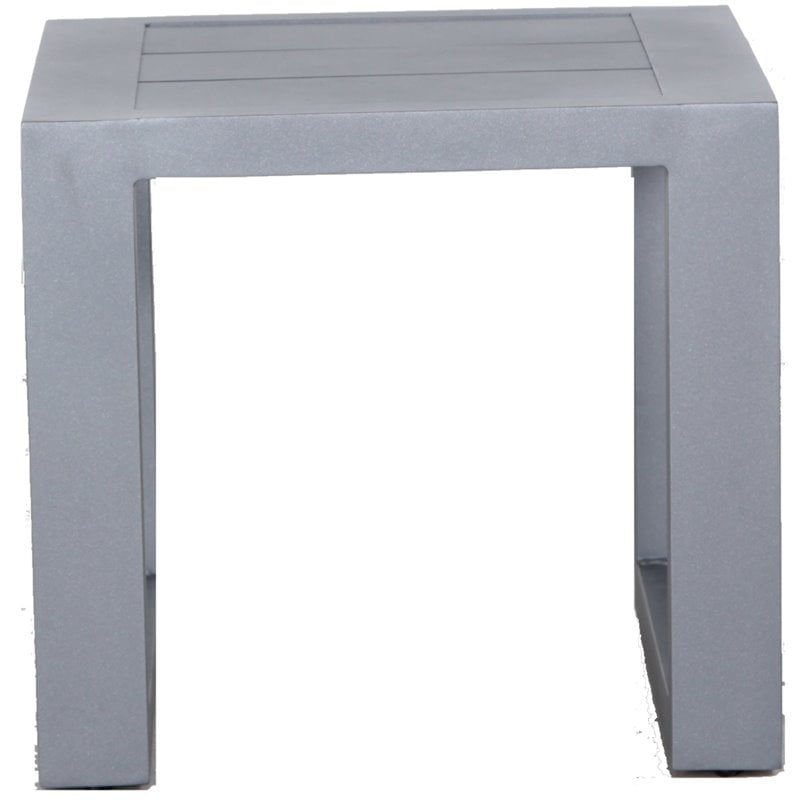 Home Square Aluminum Frame End Table in Gray Finish - Set of 2