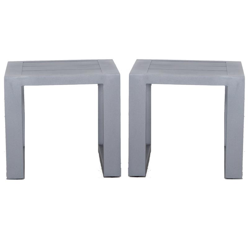Home Square Aluminum Frame End Table in Gray Finish - Set of 2