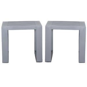 Home Square Aluminum Frame End Table in Gray Finish - Set of 2