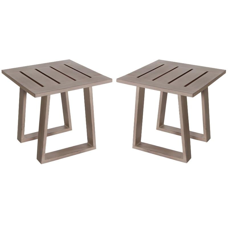 Home Square Aluminum Frame End Table in Handpainted Taupe - Set of 2