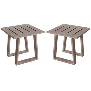 Home Square Aluminum Frame End Table in Handpainted Taupe - Set of 2