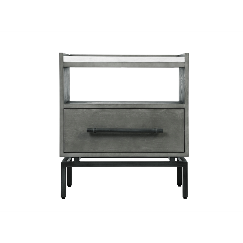 Home Square Ascher Bedside Table in Nantucket Gray - Set of 2