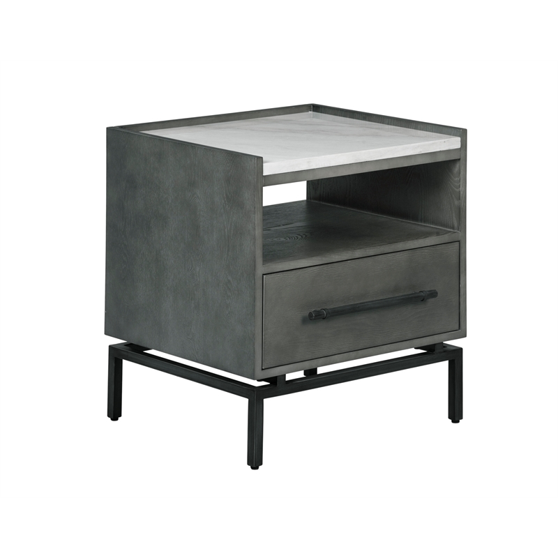 Home Square Ascher Bedside Table in Nantucket Gray - Set of 2