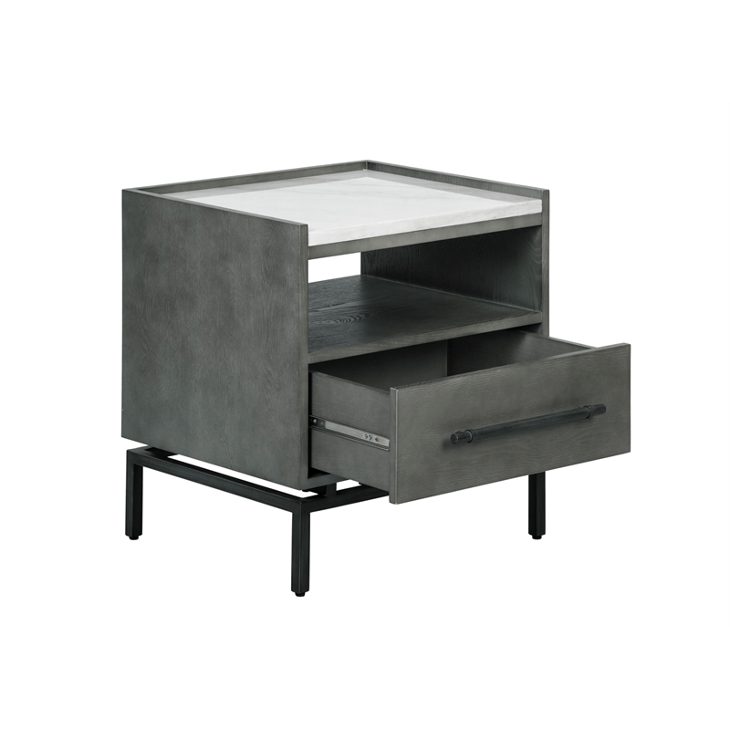 Home Square Ascher Bedside Table in Nantucket Gray - Set of 2