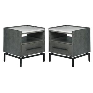 Home Square Ascher Bedside Table in Nantucket Gray - Set of 2