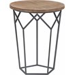 Home Square Round Solid Wood and Metal Side Table in Black - Set of 2