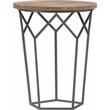 Home Square Round Solid Wood and Metal Side Table in Black - Set of 2