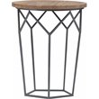 Home Square Round Solid Wood and Metal Side Table in Black - Set of 2