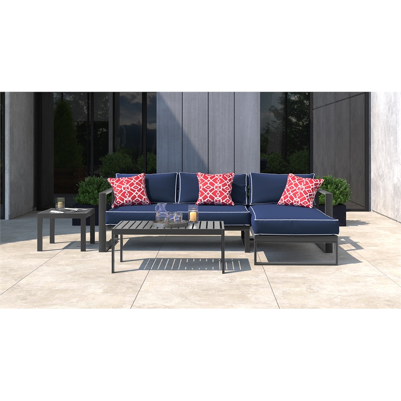 Home Square Outdoor Side Table in Gray Gunmetal Finish - Set of 2