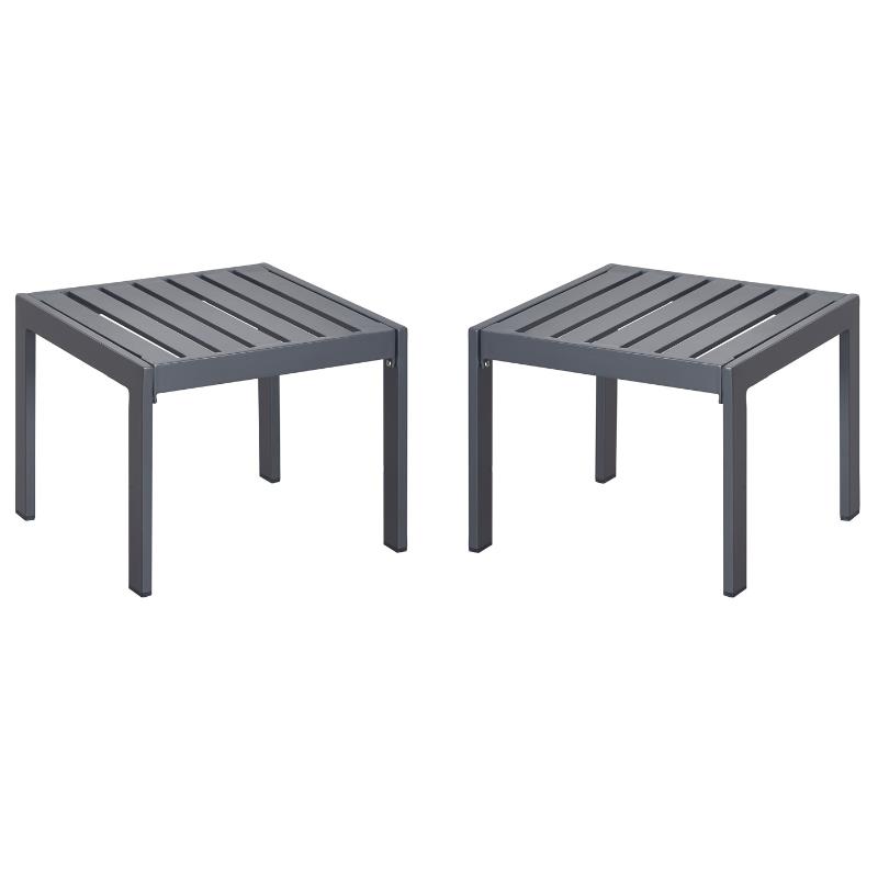 Home Square Outdoor Side Table in Gray Gunmetal Finish - Set of 2