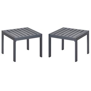 Home Square Outdoor Side Table in Gray Gunmetal Finish - Set of 2