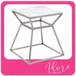 Home Square Tall Marble Side Table in Silver Finish - Set of 2