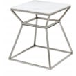 Home Square Tall Marble Side Table in Silver Finish - Set of 2