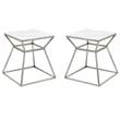 Home Square Tall Marble Side Table in Silver Finish - Set of 2