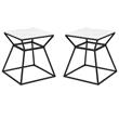 Home Square Tall Marble Side Table in Black Finish - Set of 2