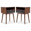 Home Square Classic Veneer Side Table in Brown Finish - Set of 2