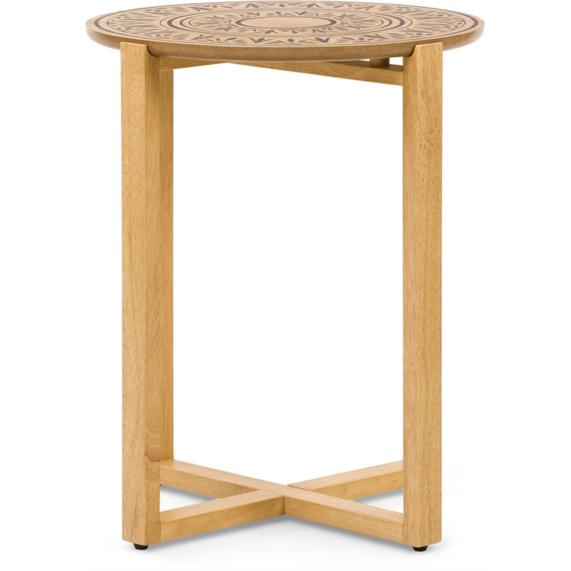 Home Square Wood End Table with Cross Style Base in Natural - Set of 2