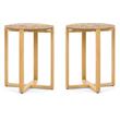 Home Square Wood End Table with Cross Style Base in Natural - Set of 2
