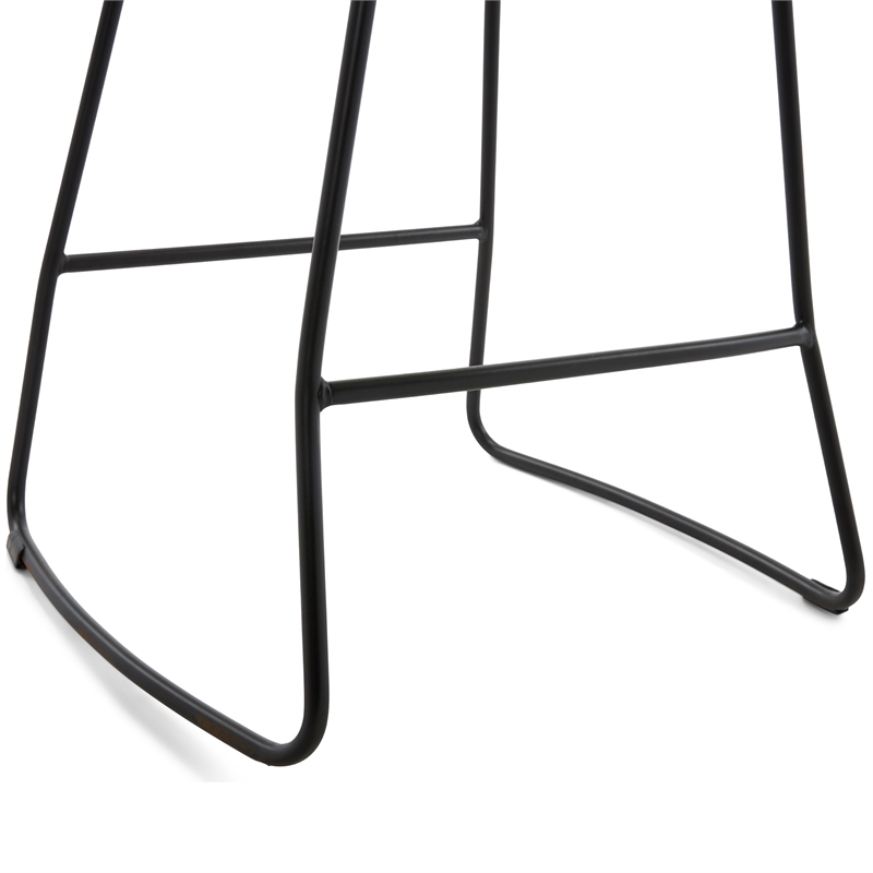 Home Square Metal and Wood Counter Stool in Light Beige - Set of 3