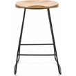Home Square Metal and Wood Counter Stool in Light Beige - Set of 3