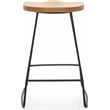 Home Square Metal and Wood Counter Stool in Light Beige - Set of 3