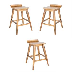 Home Square Mid-century Counter Stool in Light Beige - Set of 3