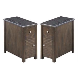 home square wood side table with veneer top in black - set of 2