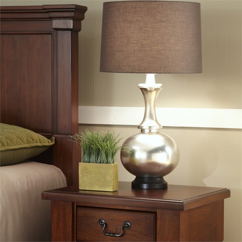 Home Square 1 Drawer Rustic Wood Nightstand in Brown Finish - Set of 2