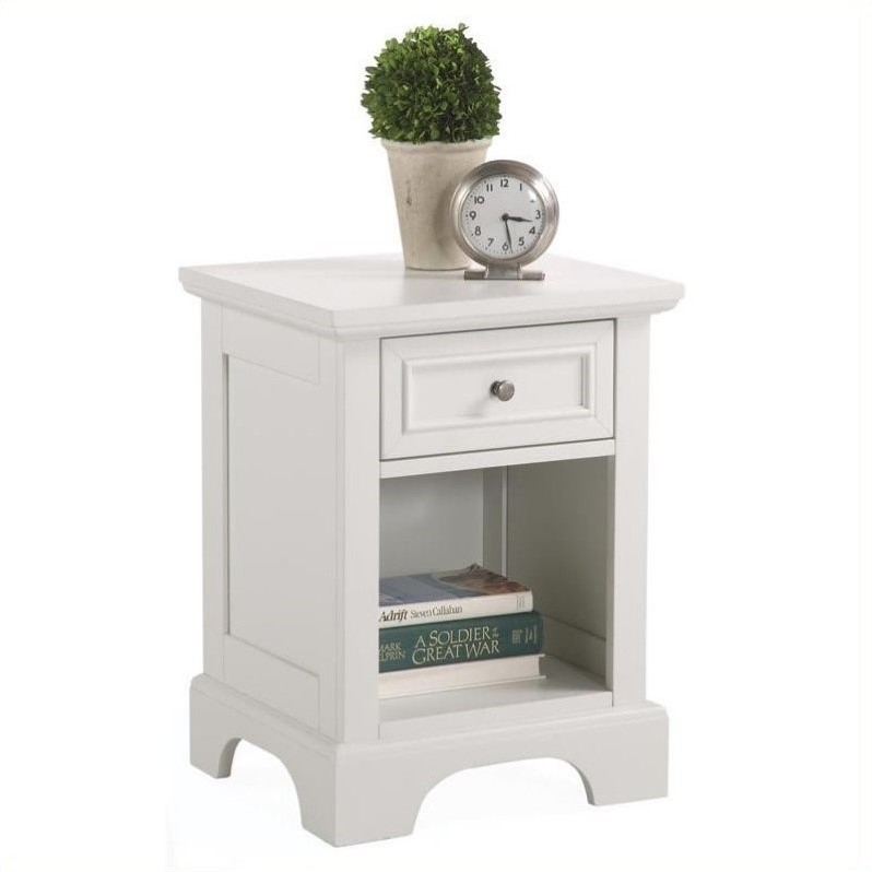 Home Square 1 Drawer Wood Nightstand in Off-White Finish - Set of 2