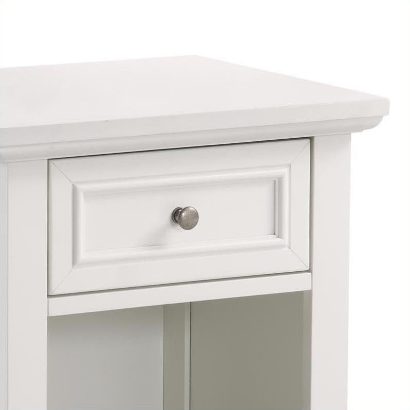 Home Square 1 Drawer Wood Nightstand in Off-White Finish - Set of 2