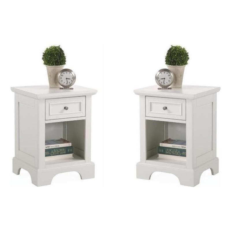 Home Square 1 Drawer Wood Nightstand in Off-White Finish - Set of 2