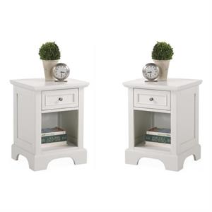 home square 1 drawer wood nightstand in off-white finish - set of 2