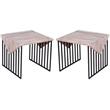 Home Square Small Wood Top & Metal Base End Table in Natural Gray - Set of 2