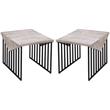 Home Square Large Wood Top & Metal Base End Table in Natural Gray - Set of 2