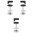 Home Square Adjustable Faux Leather Bar Stool in Black - Set of 3