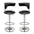 Home Square Adjustable Faux Leather Bar Stool in Black - Set of 2